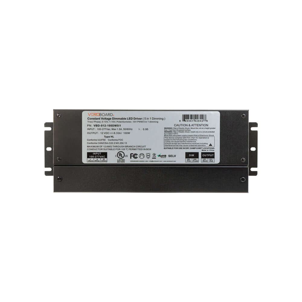 5 in 1 Dimming Triac/Phase/MLV/ELV/0-10V/Potentiometer/10V PWM, LED Driver VBD-012-100DM5i1, gekpower