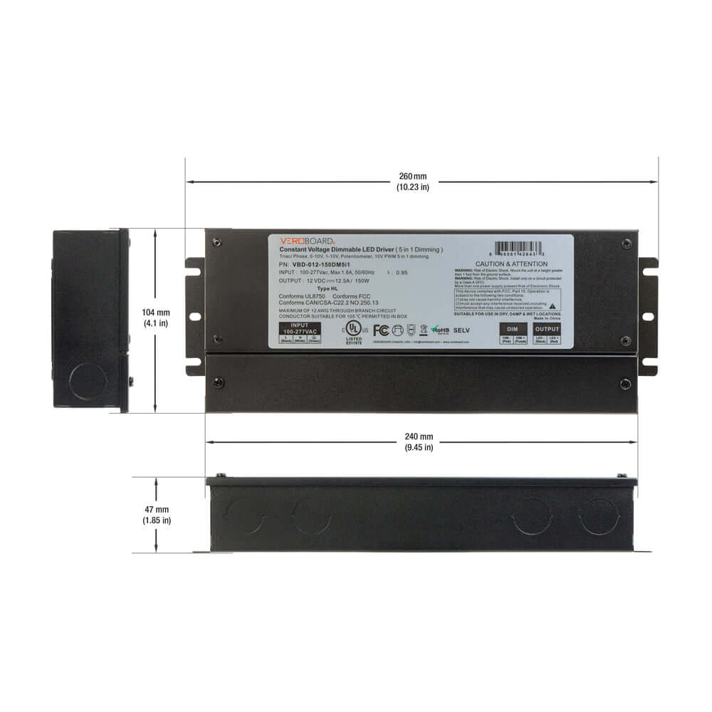 5in1 LED Driver 12V 150W - Dimmable Triac/0-10V