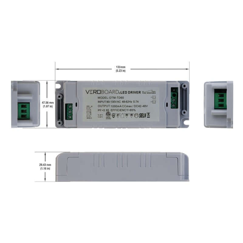 OTM-TD60 Constant Current LED Driver, 1000mA 42-48VDC = LD048H-CU10048-M48E - GekPower