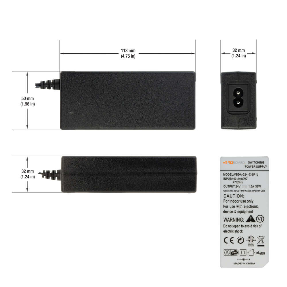 VBDA-024-036P1J 24V 36W Non-Dimmable Plug-In Adaptor