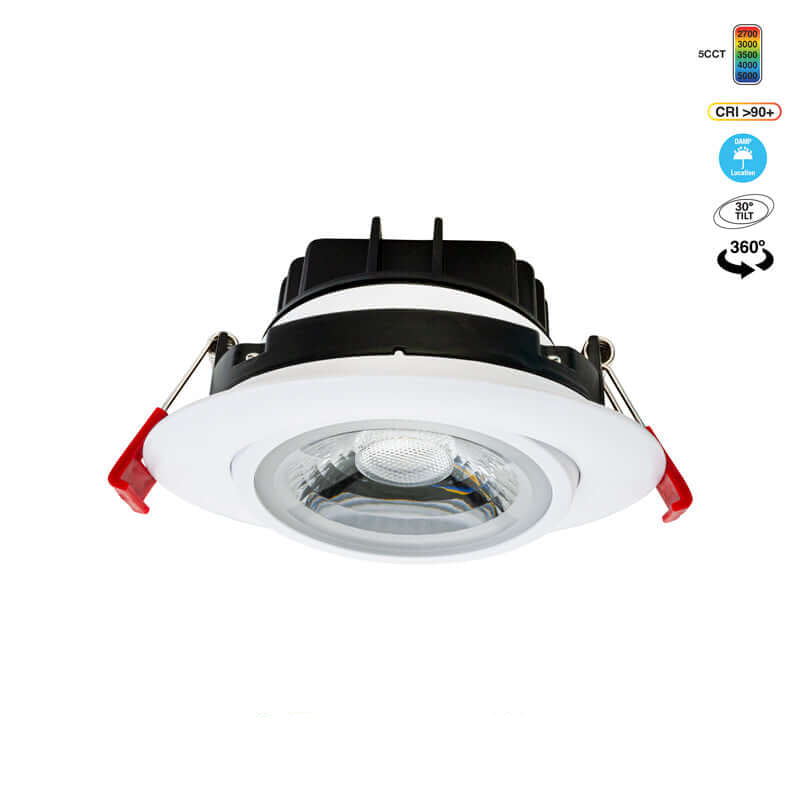 4" Round Recessed Gimbal Downlight - 12W 5CCT