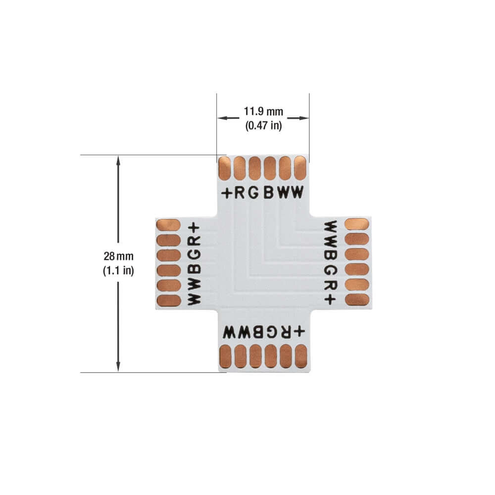 VBD-FPC-12-C6A PCB Type 4 Way Expansion Connector For WRGBWW Strip Light(12mm) (Pack of 3)