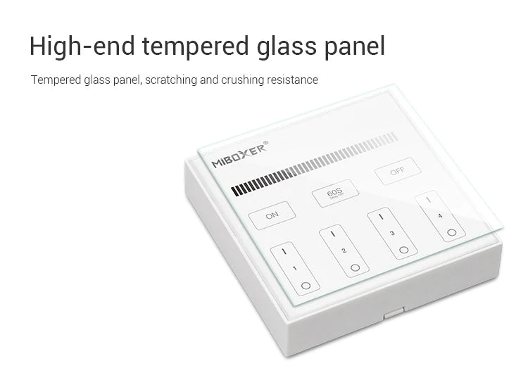 Mi-Light B1 4-Zone Single Color Brightness Dimming Smart Touch Panel Remote Controller, works with FUT036 - GekPower