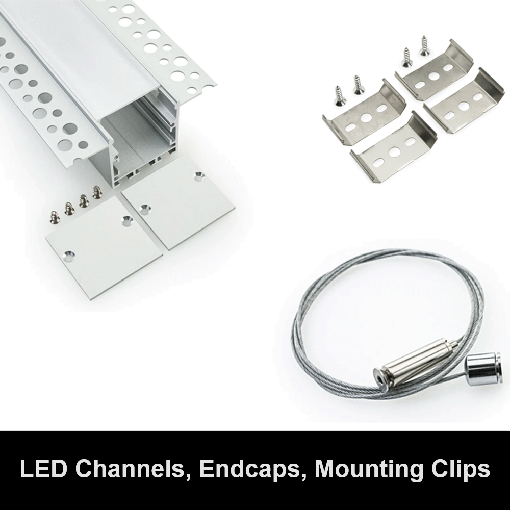 Aluminum LED Channels (Endcaps, Mounting Clips, Suspension Kits)