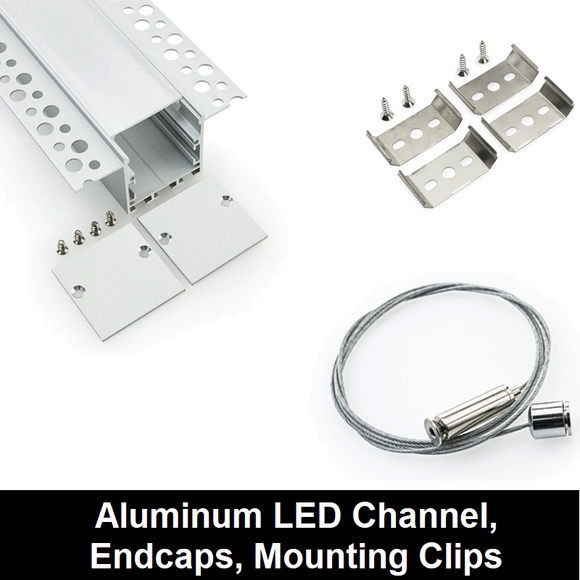 Aluminum LED Channels (Endcaps, Mounting Clips, Suspension Kits)