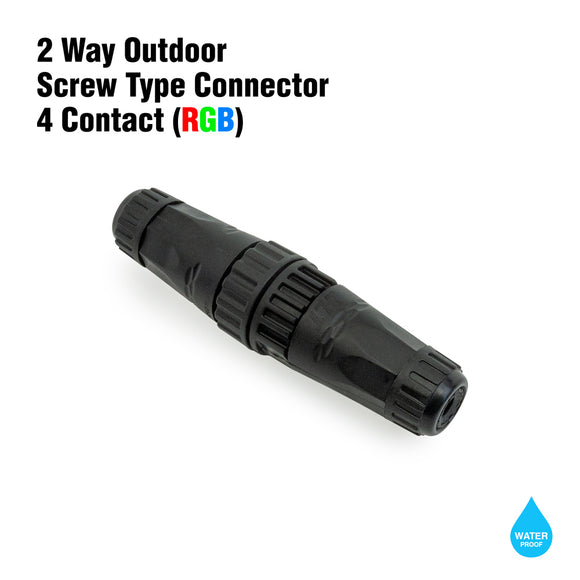 Outdoor Waterproof 2 Way Screw Type Connection Four Contact (RGB), Gekpower