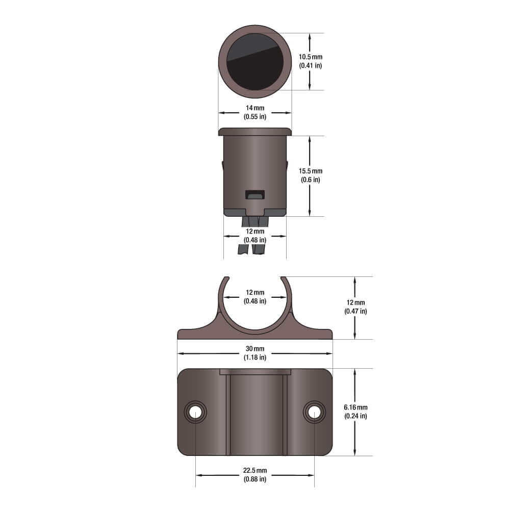 Dimensions and specifications of the LP-5028S2 mini double head door sensor switch in brown color.