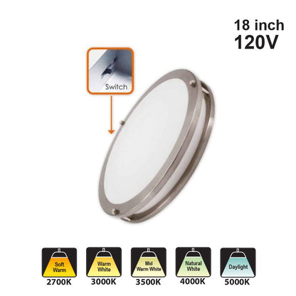 Votatec Flush Mount Fixture VO-RF18W38-120-D-5Way SL/BK/BB 120V 22W/ 26W/ 30W/ 34W/ 38W CCT(2.7K, 3K, 3.5K, 4K, 5K)