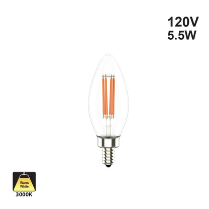 Votatec Candle Filament LED VO-FCAW5.5-120-30-D, 120V 5.5W 3000K(Warm White)