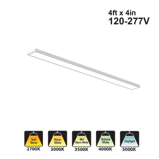 Votatec 4' x 4″ Linear Flush Mount 5Way CCT PS10120-AL05-40W277-5CCT, 120-277V 20W/30W/40W ADJ, CCT(2.7K, 3K, 3.5K, 4K, 5K Adjustable)