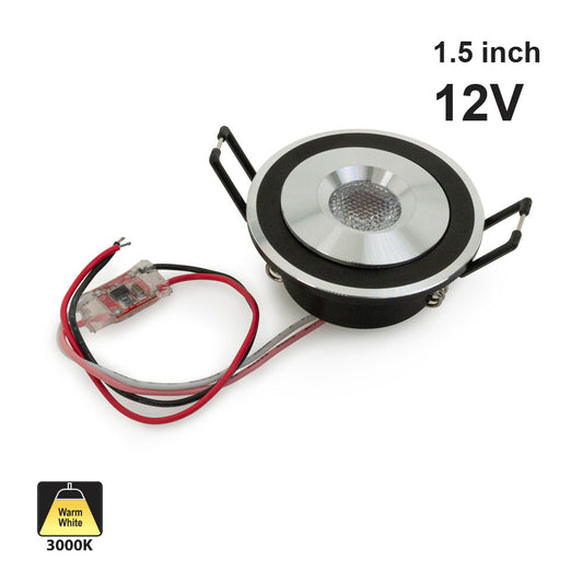 Type 5 1.5 inch Round Downlights/ Ceiling Lights, 12V 1W 3000K(Warm White), gekpower.com