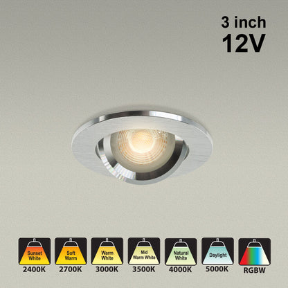 VBD-MTR-70T Low Voltage IC Rated Downlight LED Light Fixture, 3 inch Round Brushed Chrome, gekpower