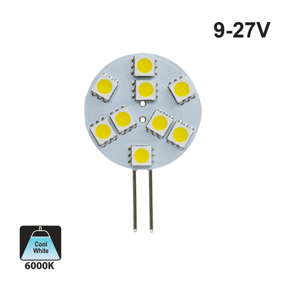 G4 Side Pin 9SMD 5050 9-27V Bulb 6000K(Cool White) - GekPower