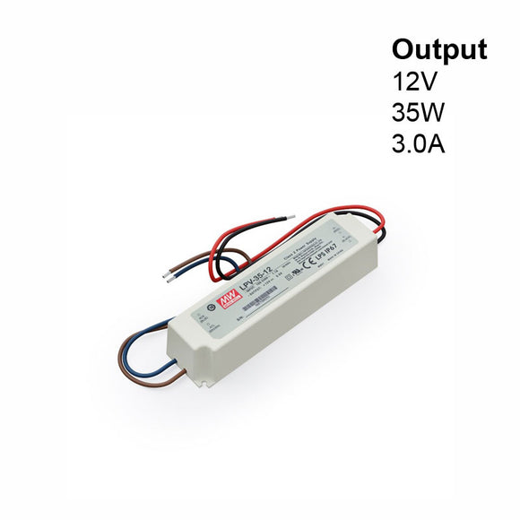 Mean Well LPV-35-12 Non-Dimmable LED Driver, 12V 3A 35W - GekPower