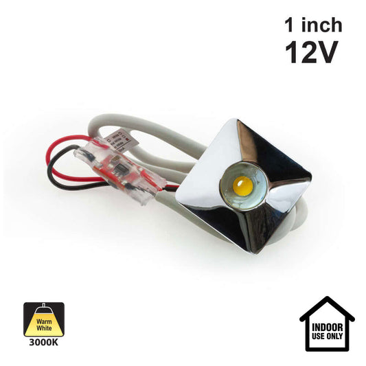 C1009 1 inch Small Square Recessed Pathway Lighting, 12V 1W 3000K(Warm White)