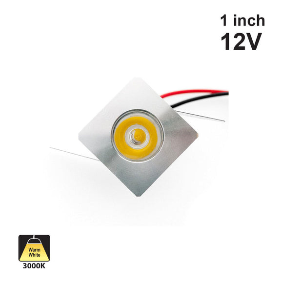 1 inch Small Square-Flat LED Recessed Pathway Lighting, 12V 1W 3000K(Warm White), gekpower