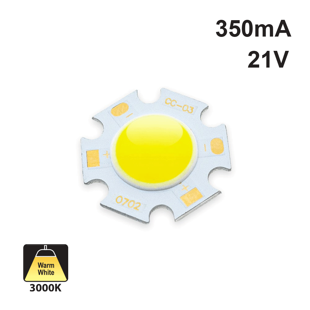 7W Constant Current COB LED Chip 3000K(Warm White), gekpower