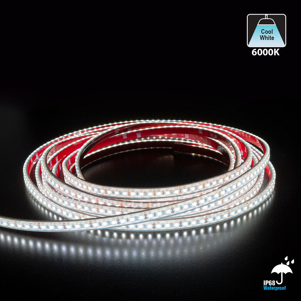 10M(32.8ft) Waterproof LED Strip 3528, 12V 3(w/ft) 252(Lm/ft) 6K(Cool White) - GekPower