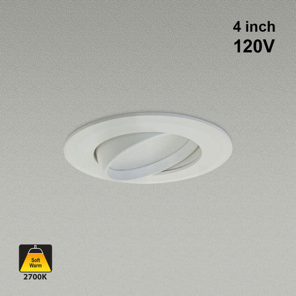 4 inch Retrofit Gimbal Dimmable Recessed LED Downlight / Ceiling Light  LT-US-D413WC279E-11, 120V 13W 2700K(Soft White)