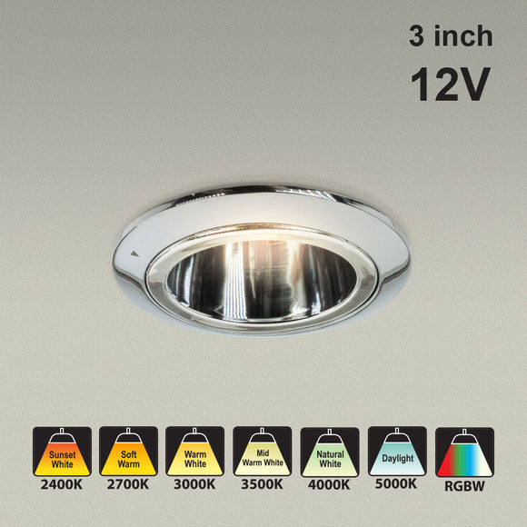 VBD-MTR-16C Low Voltage IC Rated Recessed LED Light Fixture, 3 inch Round Chrome mr16 fixture, gekpower
