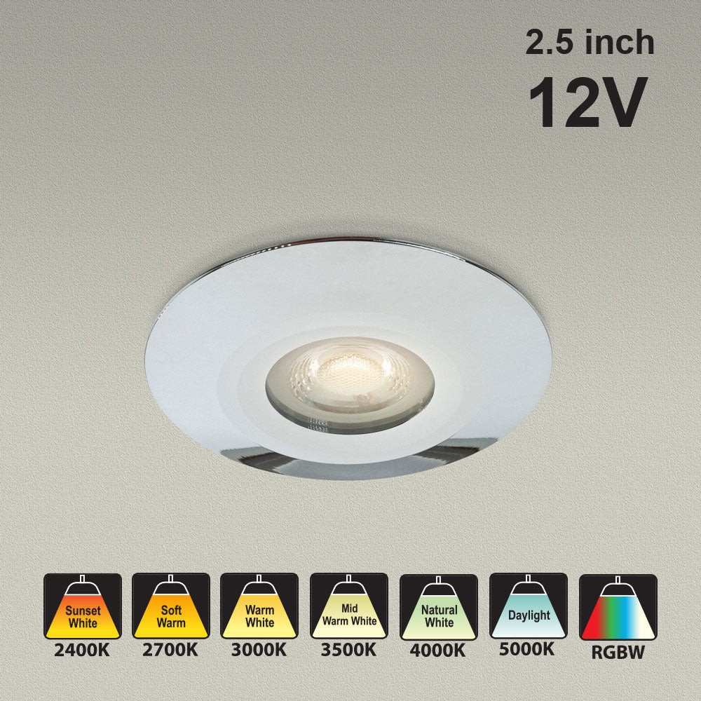 VBD-MTR-14C Low Voltage IC Rated Downlight LED Light Fixture, 2.5 inch Round Chrome, mr16 gekpower