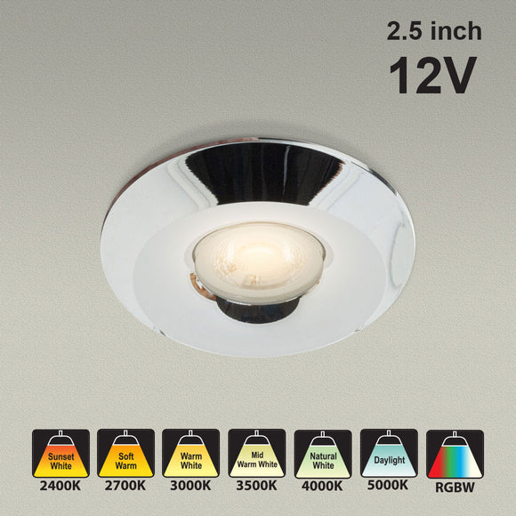 VBD-MTR-2C Low Voltage IC Rated Downlight LED Light Fixture, 2.5 inch Round Chrome mr16 fixture, gekpower