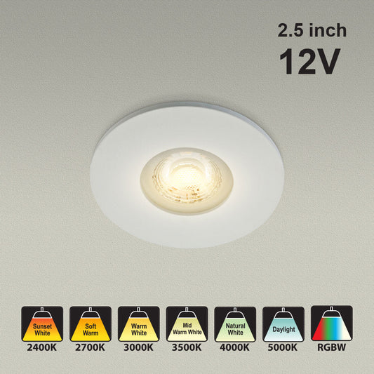 VBD-MTR-5W Low Voltage IC Rated Downlight LED Light Fixture, 2.5 inch Round White mr16 fixture, gekpower