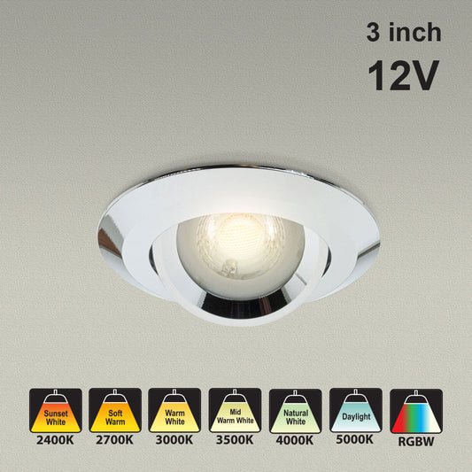 VBD-MTR-6C Low Voltage IC Rated Downlight LED Light Fixture, 3 inch Round Chrome, mr16 fixture, gekpower