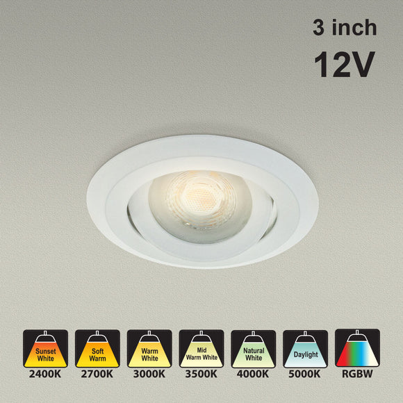 VBD-MTR-6W Low Voltage IC Rated Downlight LED Light Fixture, 3 inch Round White mr16 fixture, gekpower