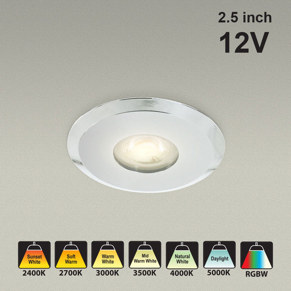 VBD-MTR-7C Low Voltage IC Rated Downlight LED Light Fixture, 2.5 inch Round Chrome, mr16 fixture, gekpower