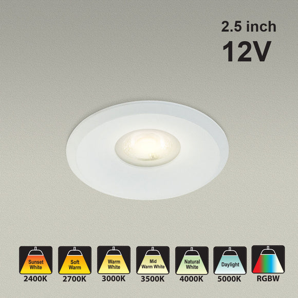VBD-MTR-8W Low Voltage IC Rated Downlight LED Light Fixture, 2.5 inch Round White