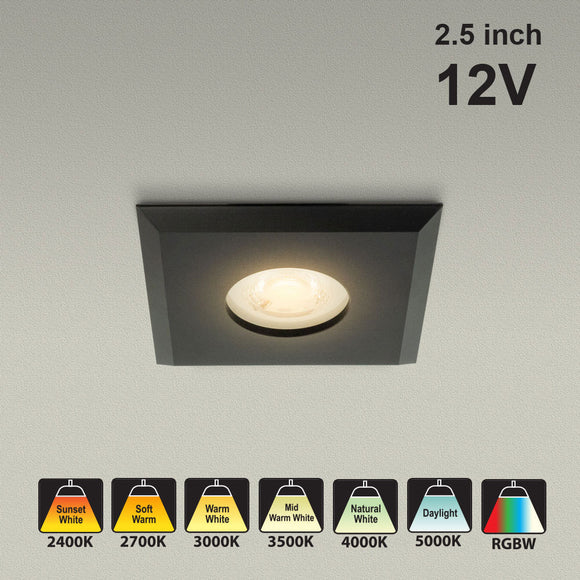 VBD-MTR-9B Low Voltage IC Rated Downlight LED Light Fixture, 2.5 inch Square Black, mr16, gekpower