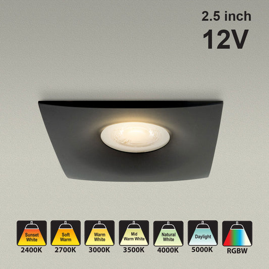 VBD-MTR-12B Low Voltage IC Rated Downlight LED Light Fixture, 2.5 inch Square Black. mr16 fixture, gekpower