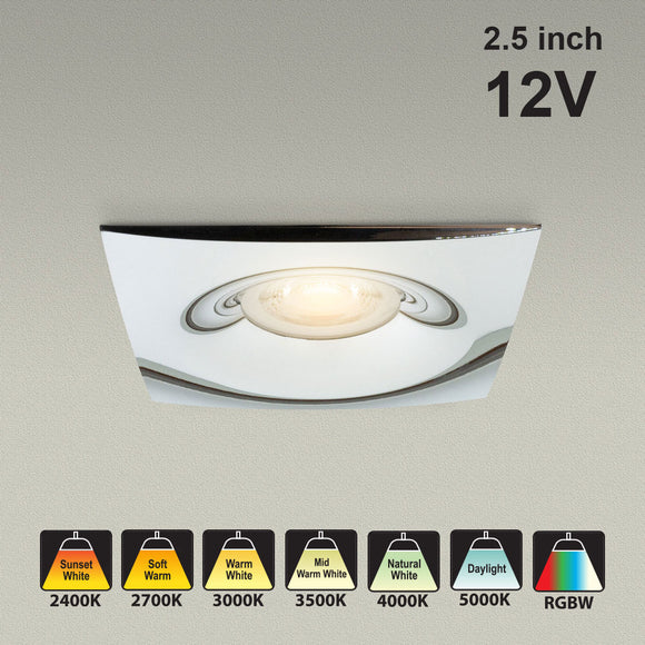 VBD-MTR-12C Low Voltage IC Rated Downlight LED Light Fixture, 2.5 inch Square Chrome. mr16 fixture, gekpower