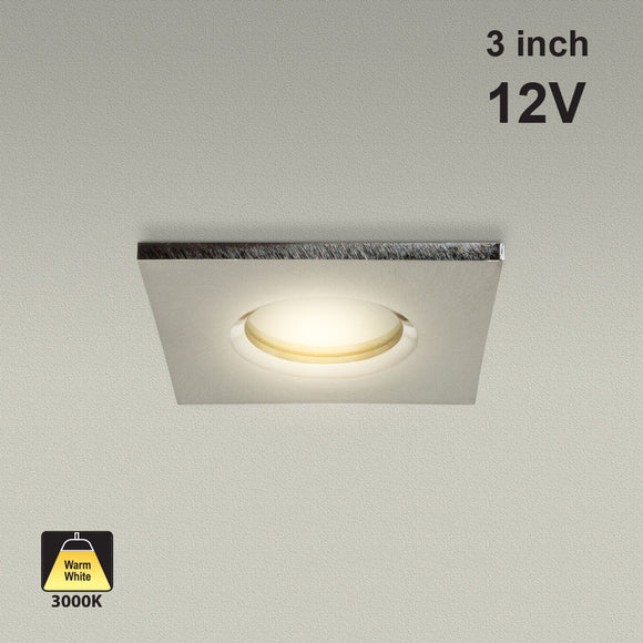 T-62 MR16 Recessed LED Light Fixture, 3 inch Square Nickel Chrome, mr16 fixture, gekpower