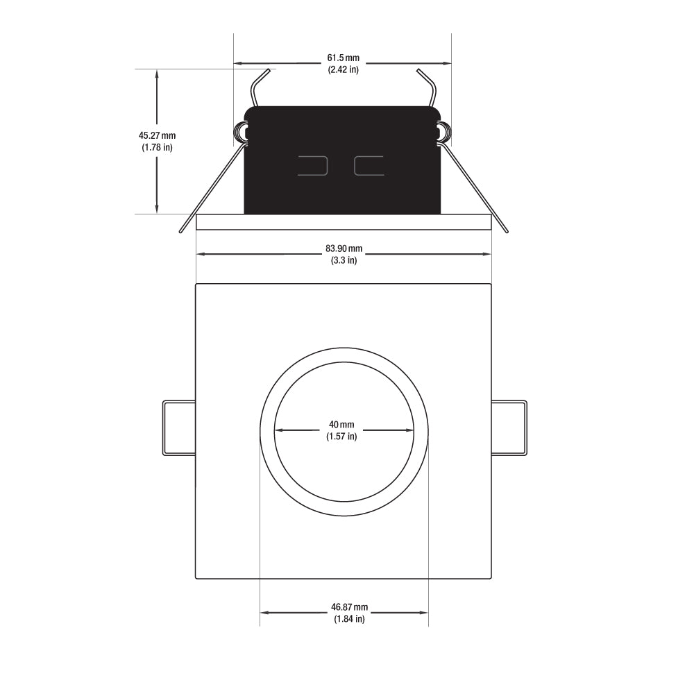 T-62 MR16 Recessed LED Light Fixture, 3 inch Square Nickel Chrome