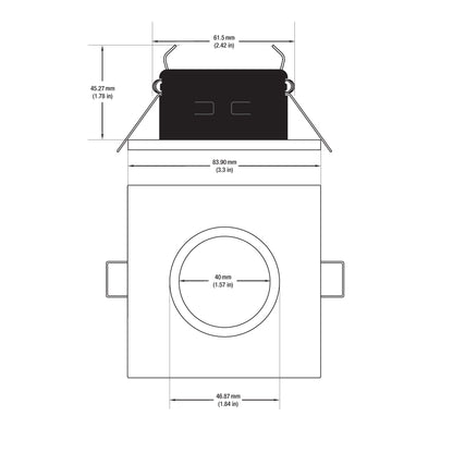 T-62 MR16 Recessed LED Light Fixture, 3 inch Square Nickel Chrome