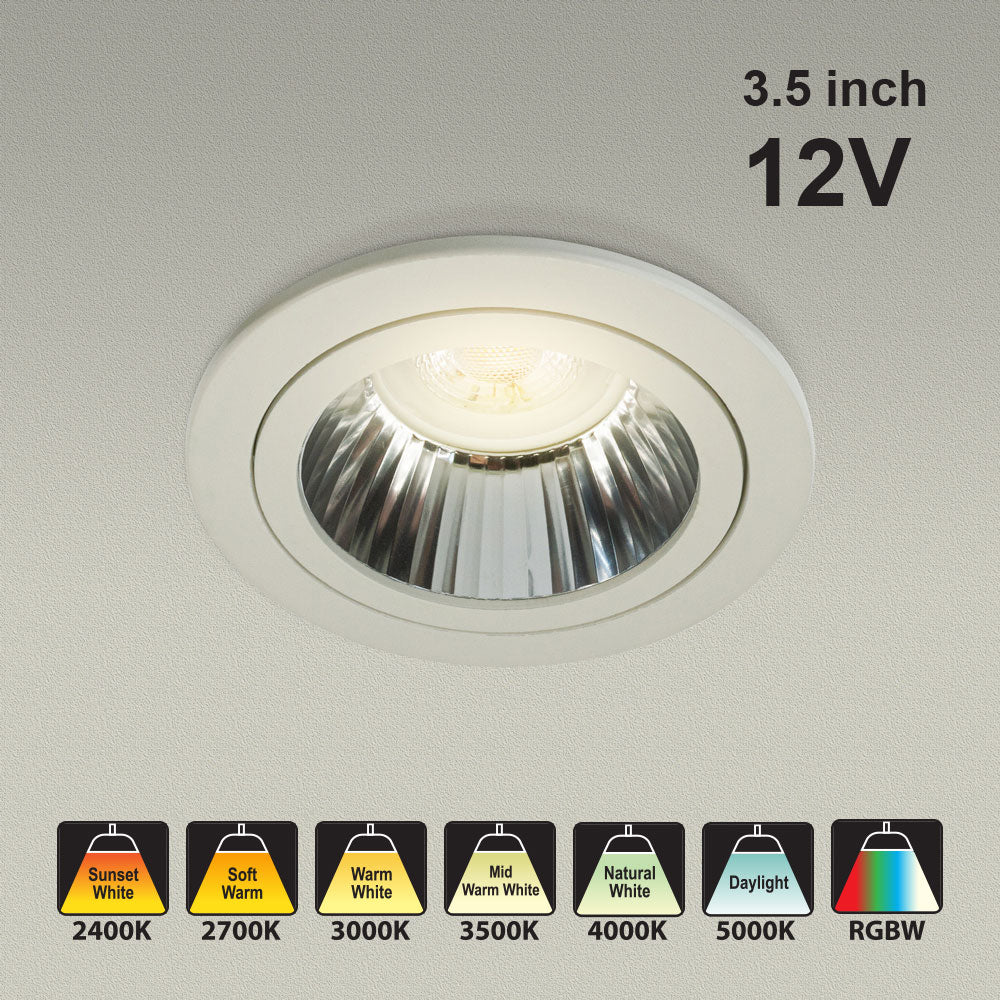 VBD-MTR-54T Low Voltage IC Rated Downlight LED Light Fixture, 3.5 inch Round White