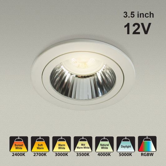 VBD-MTR-54T Low Voltage IC Rated Downlight LED Light Fixture, 3.5 inch Round White