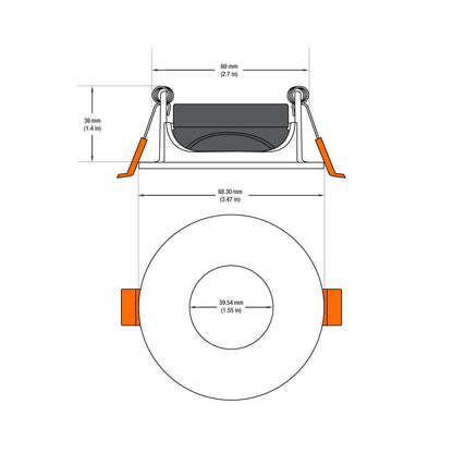 VBD-MTR-T71 Low Voltage IC Rated Recessed LED Light Fixture, 2.5 inch Round White