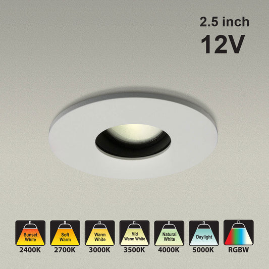 2.5 inch Round White Low Voltage IC Rated Downlight MR16 LED Light Fixture, VBD-MTR-5W