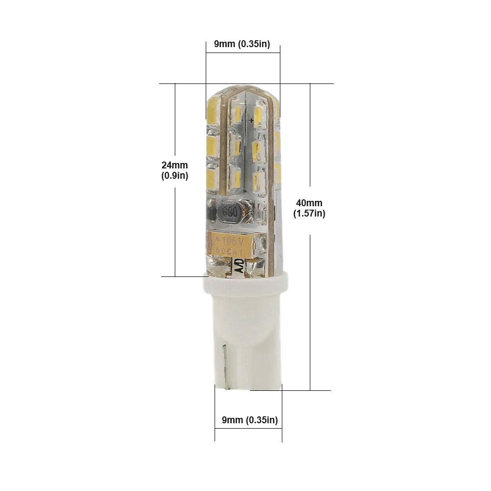 T10 Wedge Base LED Bulb, 12V 1W 6000K(Cool White) - GekPower