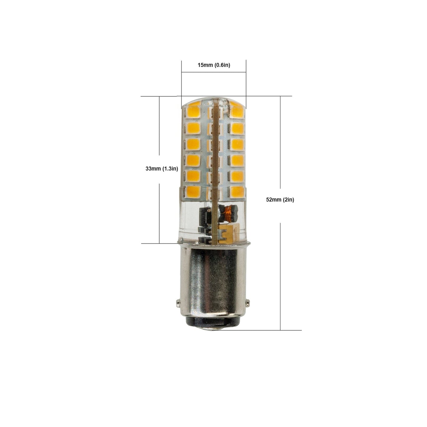 BA15D Double Contact Bayonet 1157 Bulb, 12V 3W 3000K(Warm White) - GekPower