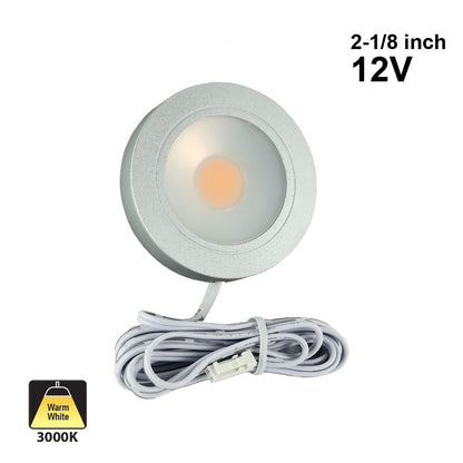 Round LED Retrofit Cabinet Puck Light, 12V 3.5W 3000K(Warm White) Silver Grey - GekPower