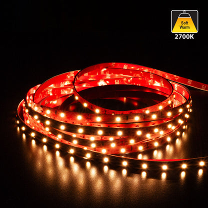 10M(32.8ft) Indoor LED Strip Light 3528, 24V 1.5(w/ft) 126-144(Lm/ft) 60(LEDs/m) CCT(2.7K, 3K, 6K), gekpower