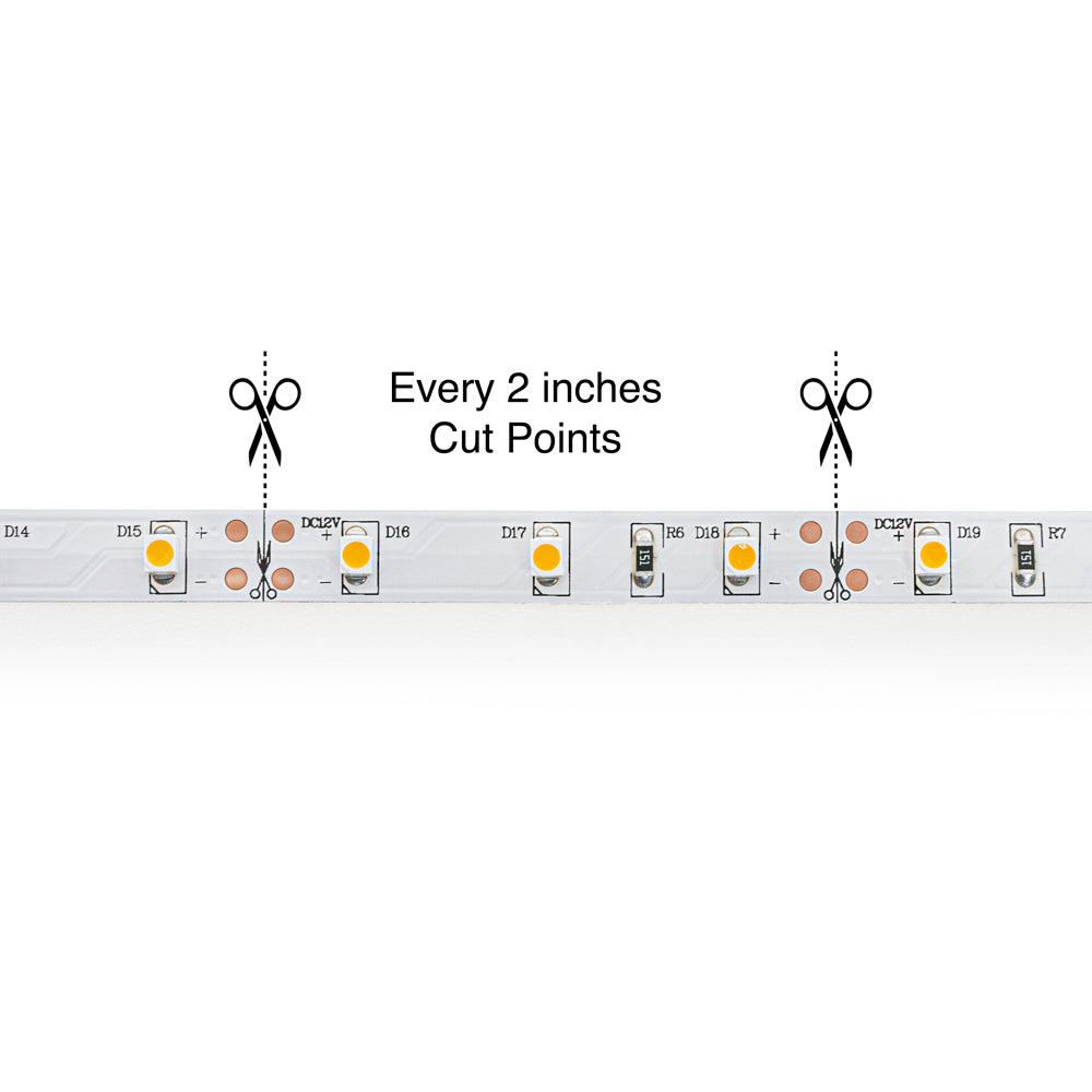 5M(16.4ft) Indoor LED Strip 3528, 12V 1.5(w/ft) 126-144(Lm/ft) 60(LEDs/m) CCT(2K, 2.4K, 8K ) - GekPower