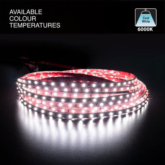 10M(32.8ft) Indoor LED Strip Light 3528, 12V 1.5(w/ft) 126-144(Lm/ft) 60(LEDs/m) CCT(6K)