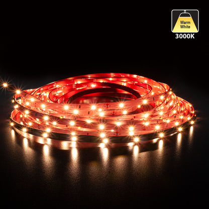 10M(32.8ft) Indoor LED Strip 3528, 12V 0.75(w/ft) 63-72(Lm/ft) 30(LEDs/m) 3K(Warm White) - GekPower