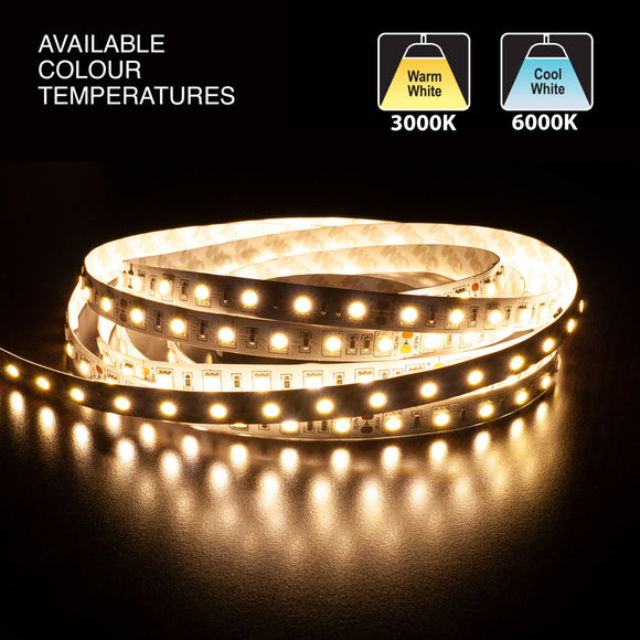 5M(16.4ft) Indoor LED Strip Light 5050, 24V 4.5(w/ft) 360-396(Lm/ft) 60(LEDs/m) CCT(3K, 6K)