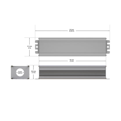 Metal Box for Power Supply 188 x 54 x 40mm (7.4 x 2.1 x 1.5in) - GekPower